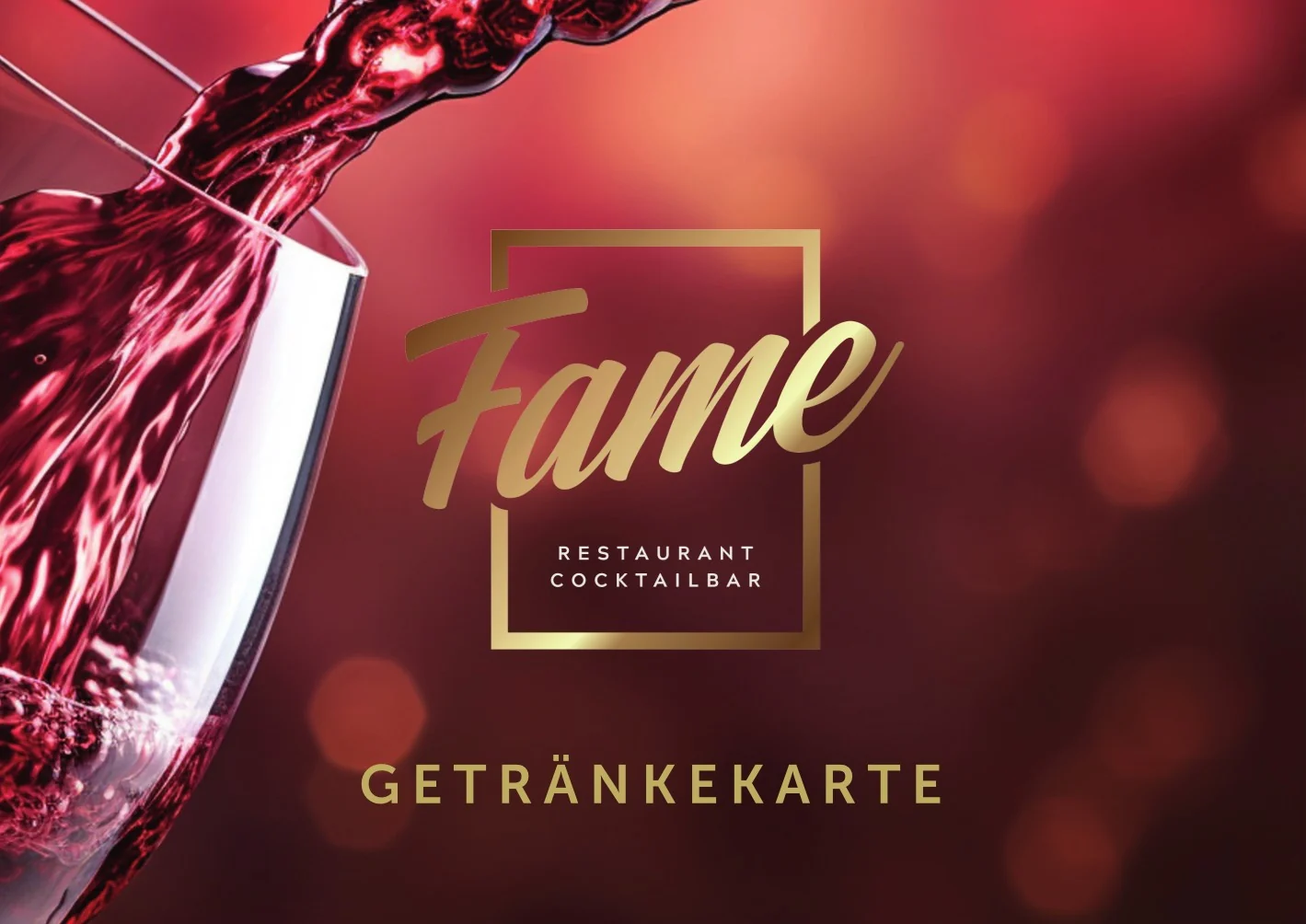 Cover der FAME Getränkekarte